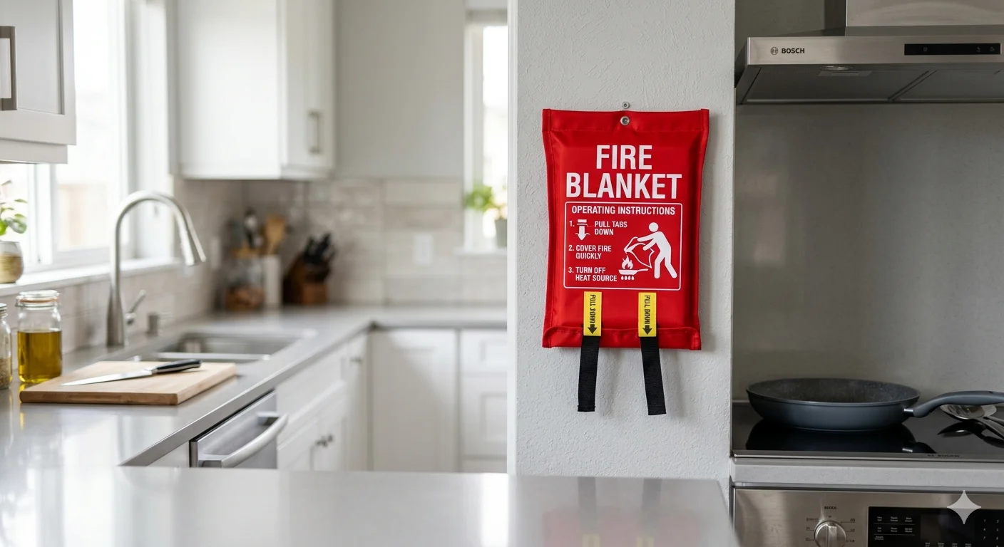 kitchen fire blanket UAE quick release pouch