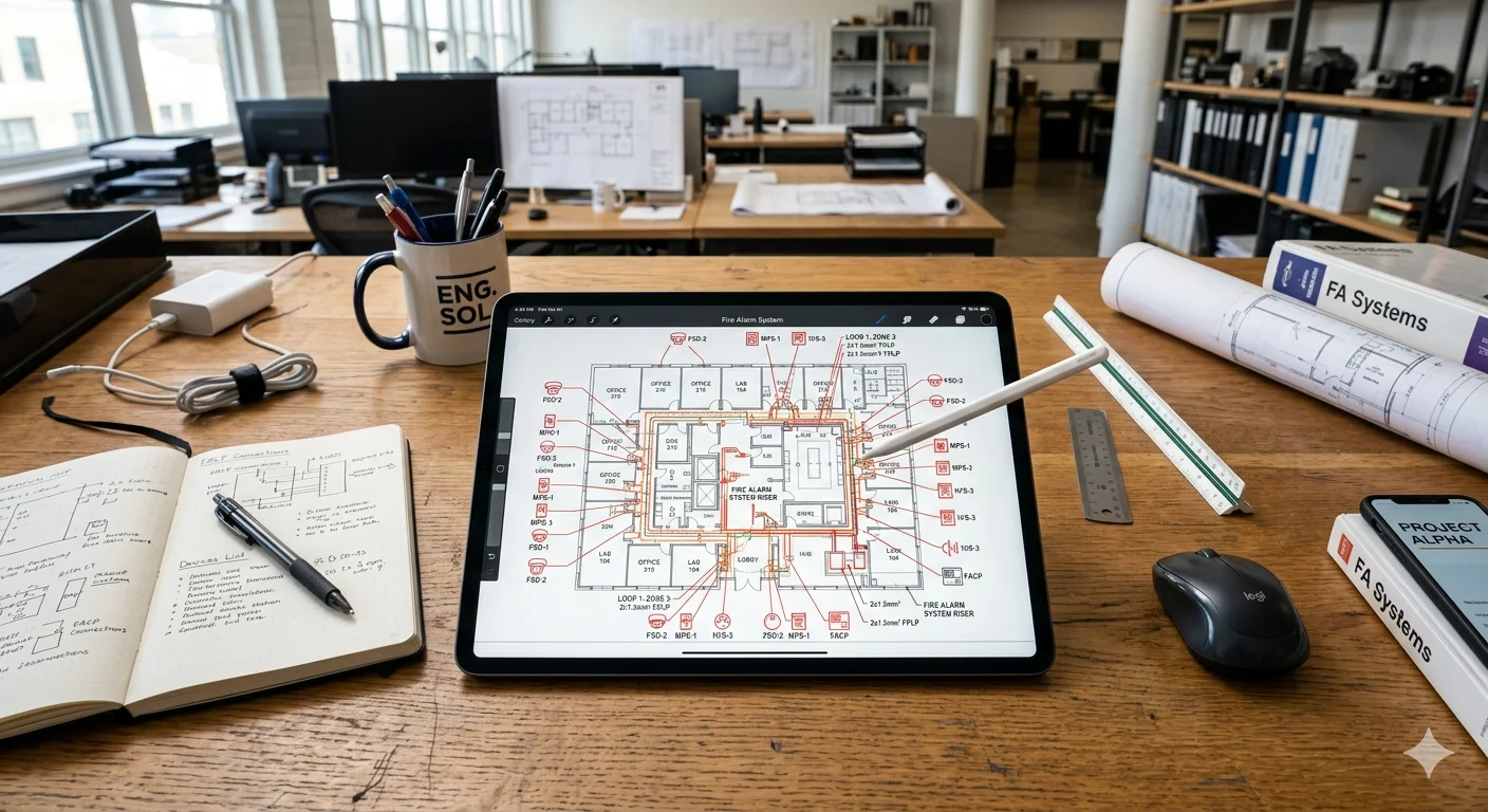 fire alarm CAD drafting Dubai device layout