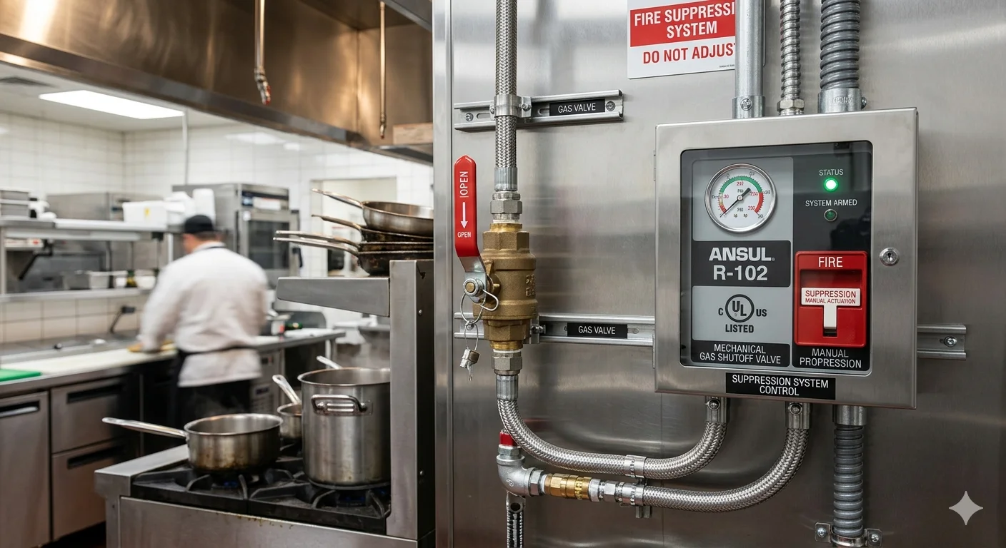 commercial kitchen fire suppression Dubai gas shutoff